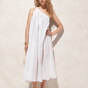J.CREW One-shoulder Beach Dress/ Cover Up Light Weight White Cotton Voile S NWT